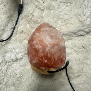Himalayan Salt Lamp on Wooden Base - Warm Pink Orange Glow